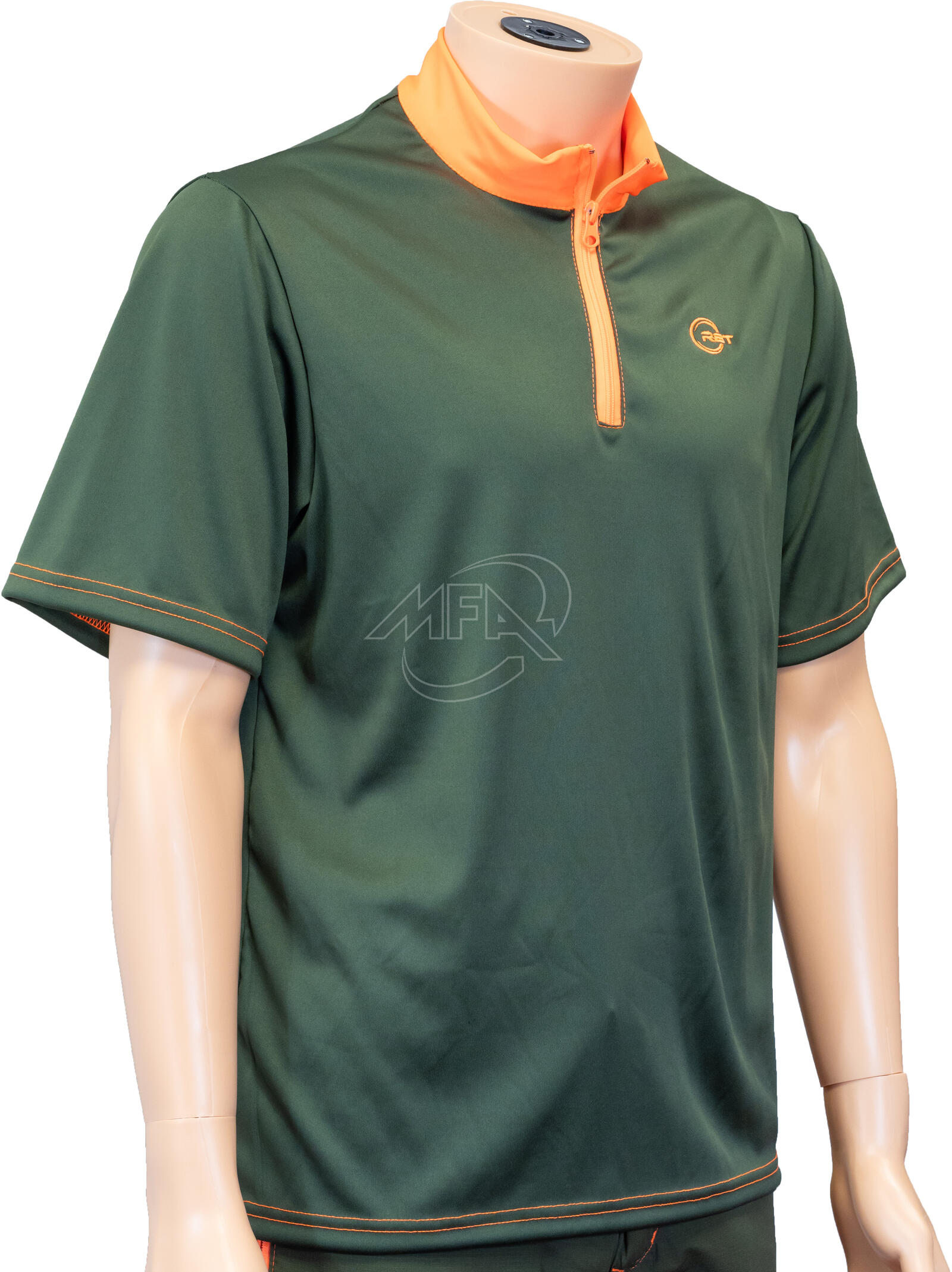 Tee-shirt de travail Pireneo RBT kaki et col orange