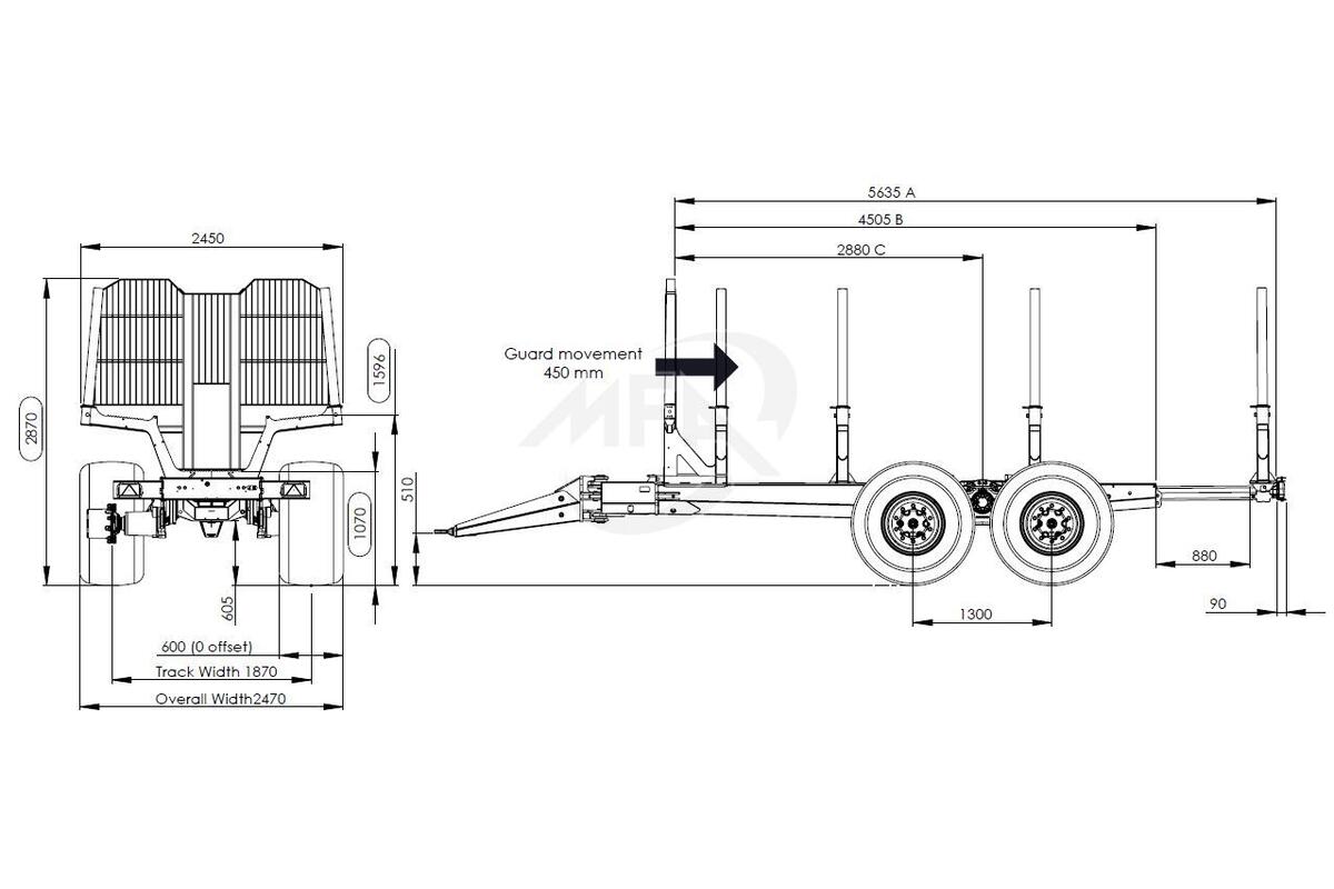 Remorque forestière MWD 3.2 avec pont moteur